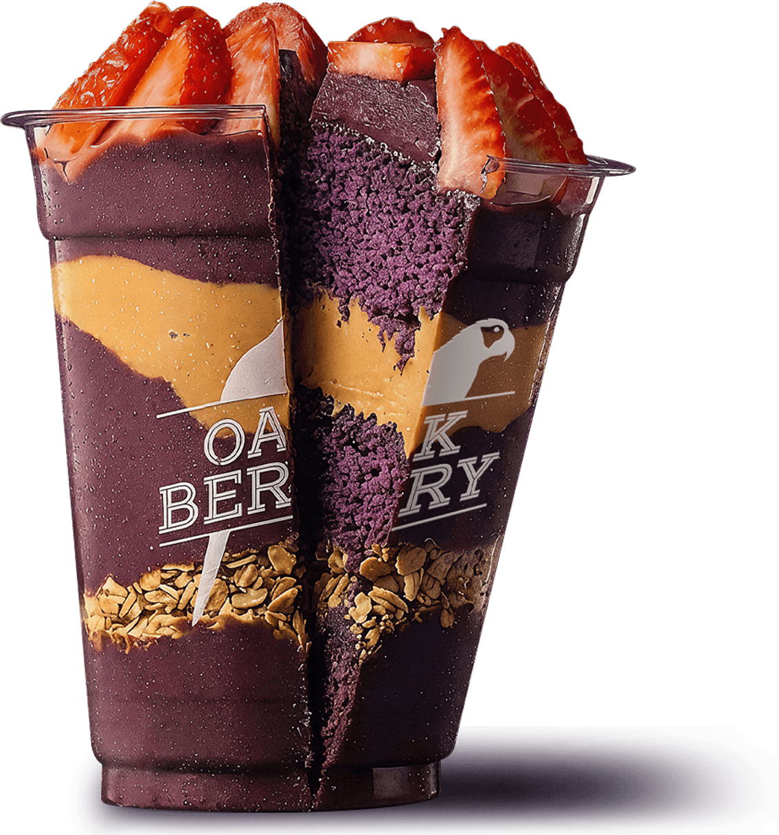 Duas tigelas de açaí com coberturas