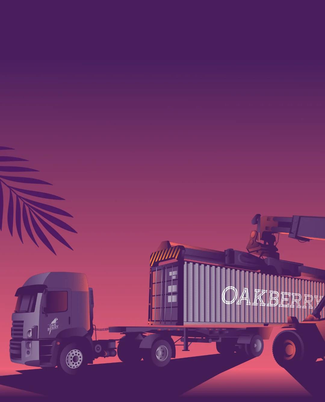 A truck being loaded with an OAKBERRY açaí trailer
